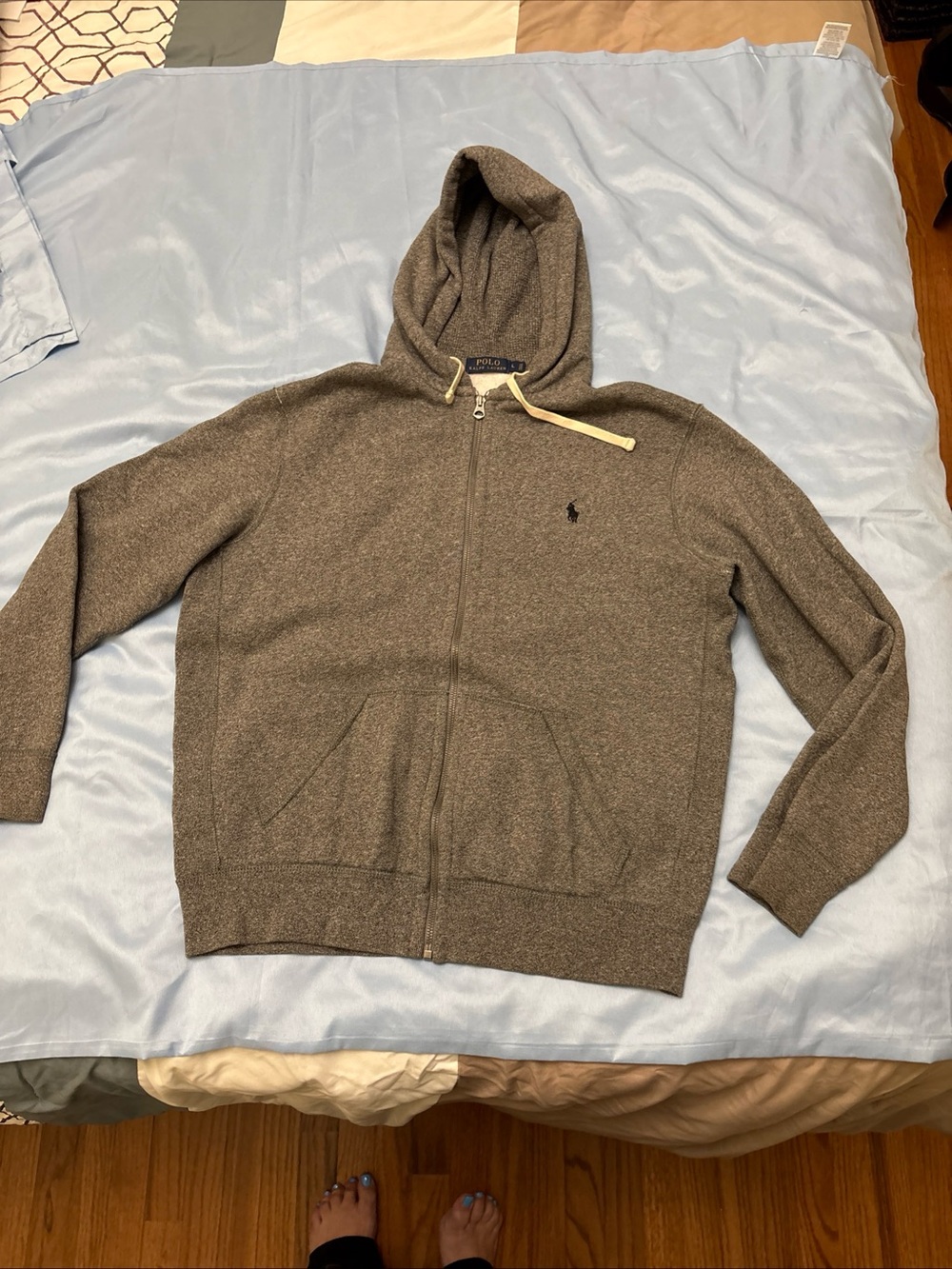 Polo Ralph Lauren Men's Fleece Full Zip Hoodie Heather Gray L Black Pony